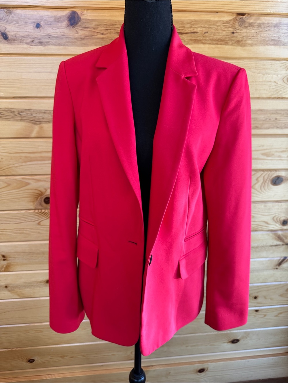 Express Bright Red Women's Blazer - Tailored Single-Button Jacket